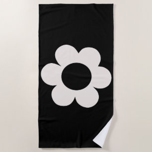 La Fleur 06 Retro Schwarz-Weiß-Blume Strandtuch
