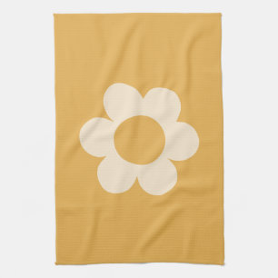 La Fleur 07 Retro-Blumen Gelbe Blume Geschirrtuch