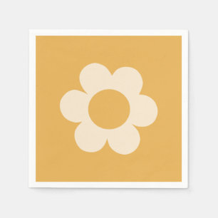 La Fleur 07 Retro-Blumen Gelbe Blume Serviette