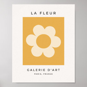 La Fleur 07 Retro Floral Gelbe Blume Poster