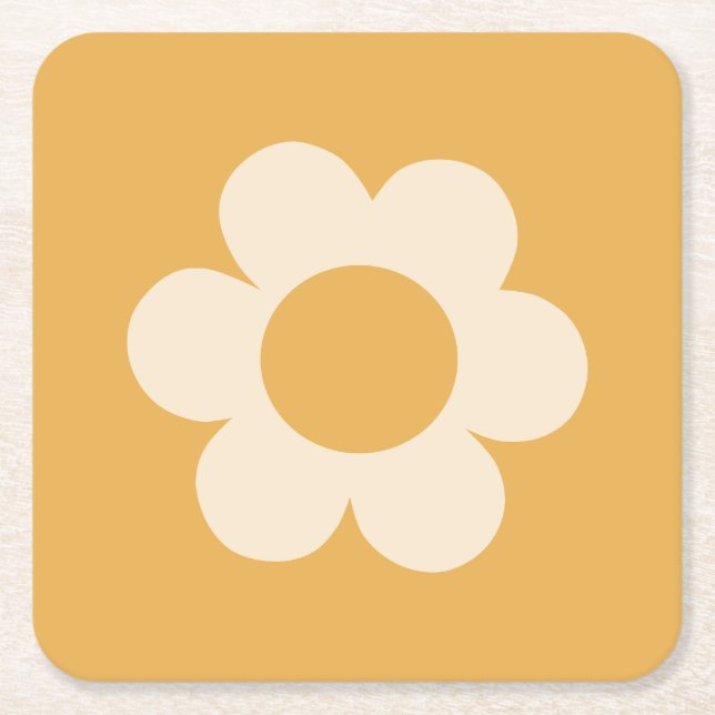 La Fleur 07 Retro Floral Gelbe Blume Rechteckiger Pappuntersetzer (Vorderseite)