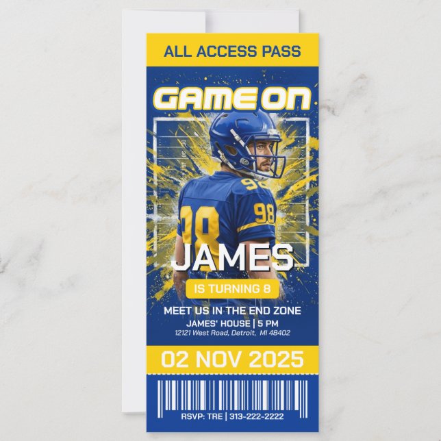 LA Football Ticket Birthday Invitation Save The Date (Vorderseite)