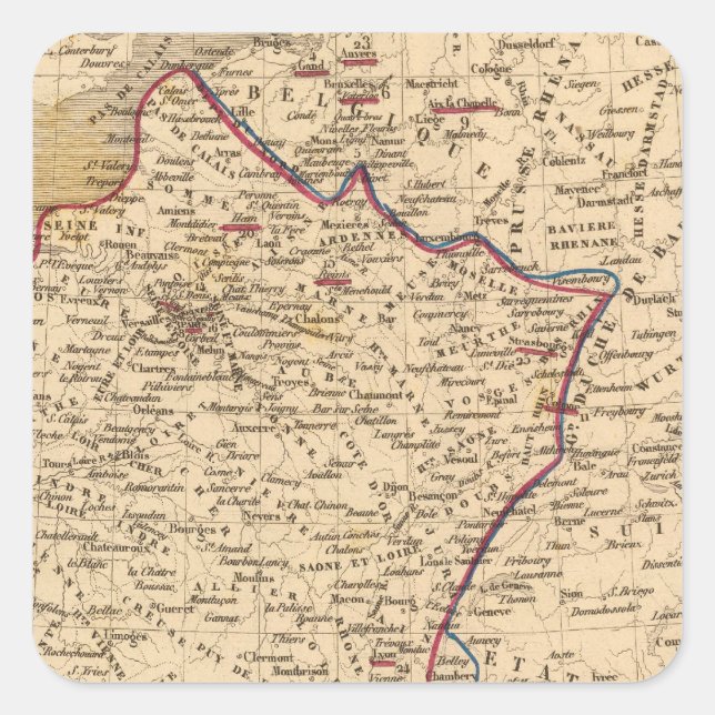 La France 1814 a 1840 Quadratischer Aufkleber (Vorderseite)