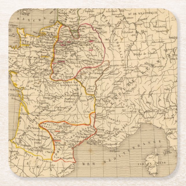 La Frankreich 1108 1180 Rechteckiger Pappuntersetzer (Vorderseite)