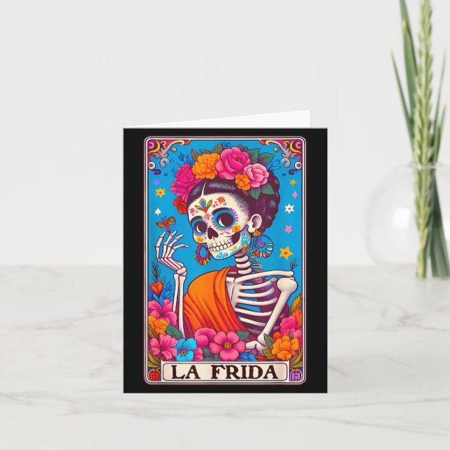 La Frida Dia De Los Muertos Day Of Dead Halloween  Karte (Vorderseite)