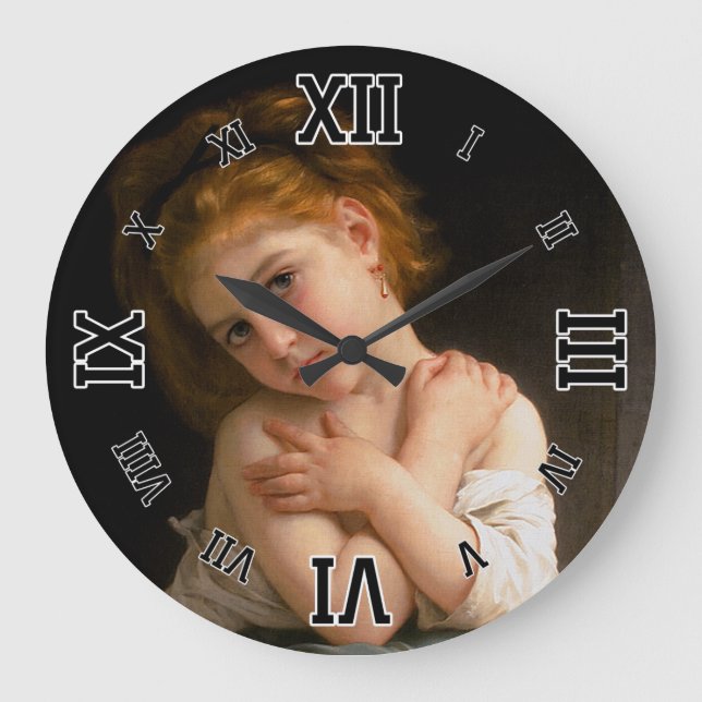La Frileuse von William-Adolphe Bouguereau Große Wanduhr (Vorderseite)