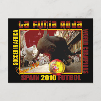 La Furia Roja Spanisch-Stier-Fußball Futbol Postkarte
