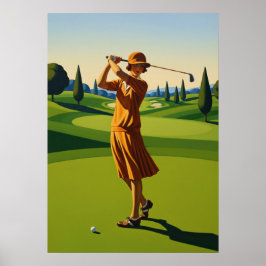 LA GOLFEUSE (The Golfer) - Original Art Deco Artwo Poster