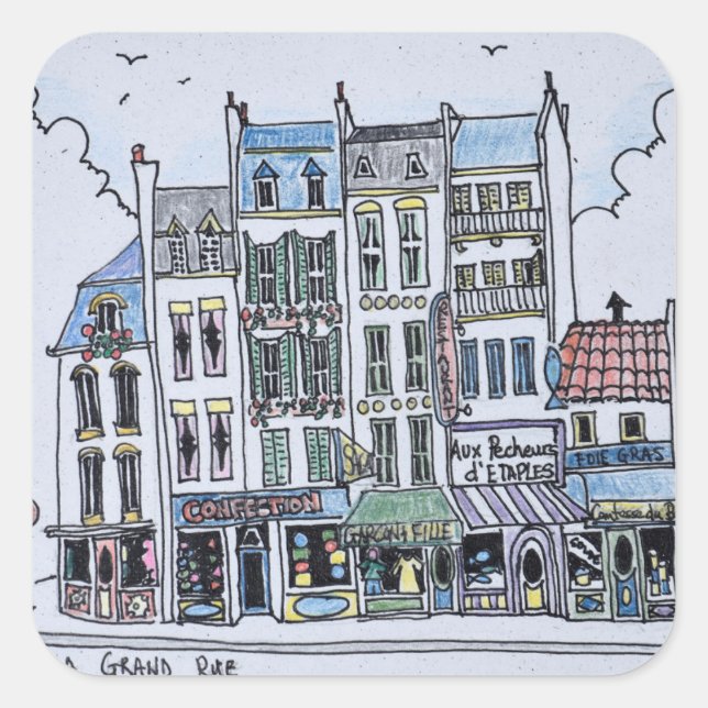 La Grand Rue | Boulogne-Sur-Mer, Frankreich Quadratischer Aufkleber (Vorderseite)