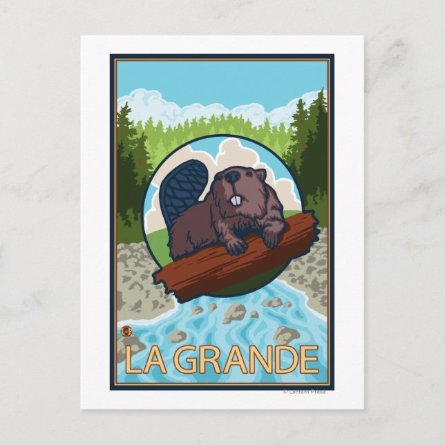La Grande, OregonBeaver und Bäume Postkarte (Vorderseite)