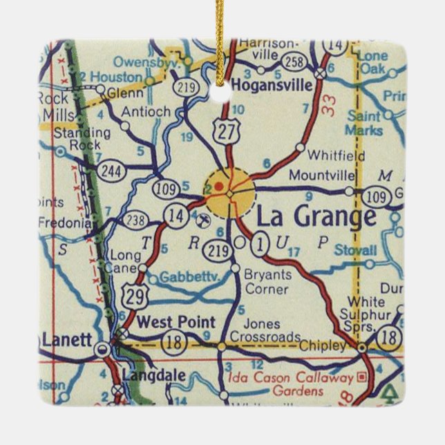 La Grange GA Vintage Karte Keramikornament (Rückseite)