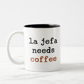 la jefa braucht Kaffee Zweifarbige Tasse