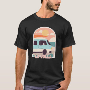 La Jolla Beach Retro Pastel Colors Sun & Surfing V T-Shirt