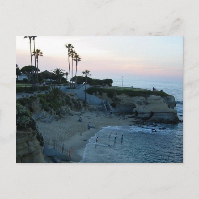 La Jolla Beach Sunset Custom California Postcard Postkarte (Vorderseite)