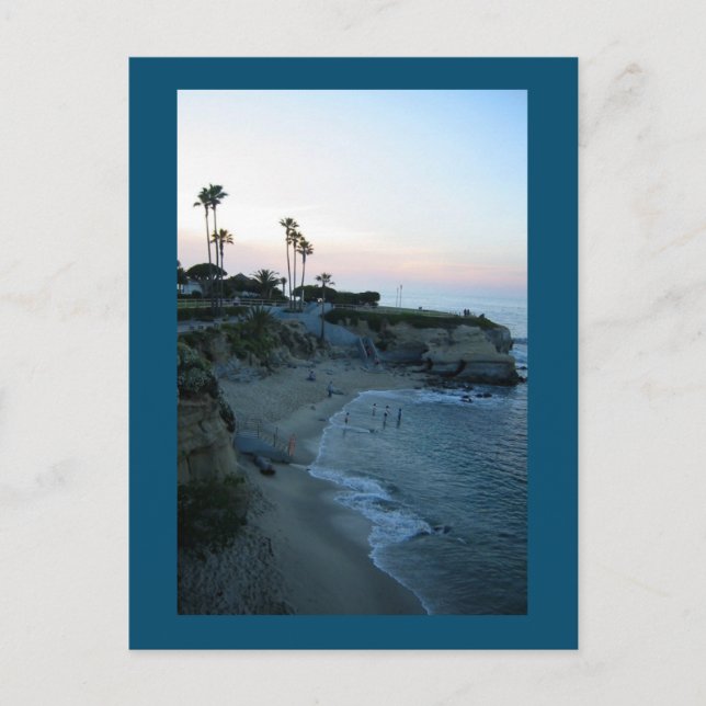 La Jolla Beach Sunset Custom California Postcard Postkarte (Vorderseite)