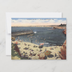 La Jolla CA, Badebucht 1940er Vintage Postkarte