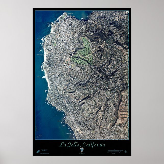 La Jolla, Kalifornien, Satellitenposter, Druckkart Poster (Vorne)