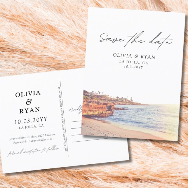 La Jolla Save the Date Postcard San Diego Hochzeit Postkarte (La Jolla Save the Date Postcard San Diego Weddings)