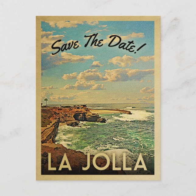 La Jolla Save the Date Vintage Postkarten (Vorderseite)