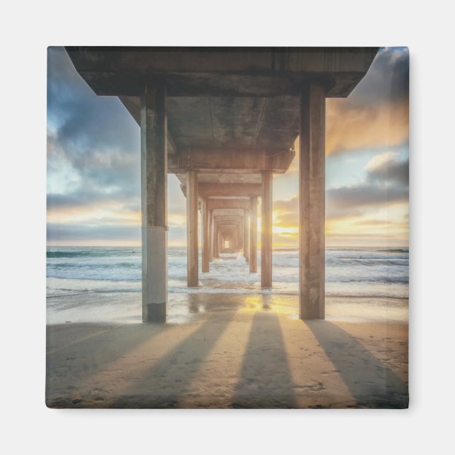 La Jolla, Scripps Pier bei Sonnenuntergang | San D Magnet (Vorne)