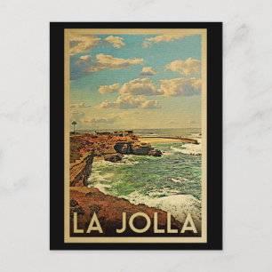 La Jolla Vintage Travel - Kalifornische Küste Postkarte