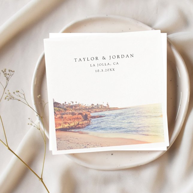 La Jolla Wedding Custom Paper Cocktail Napkin Serviette (La Jolla Cove Wedding Napkin
)