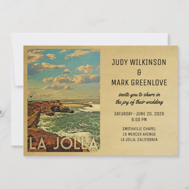 La Jolla Wedding Einladung Vintag Mitte des Jahrhu (Vorderseite)