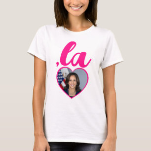 ,la KAMALA Foto Herz heiß rosa Demokrat Text T-Shirt