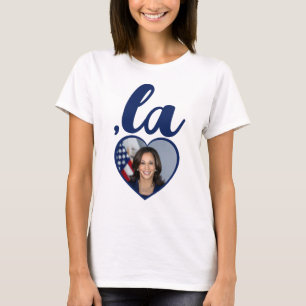 ,la KAMALA Foto Herzblauer Demokratischer Text T-Shirt