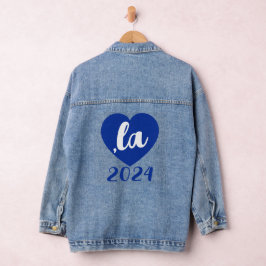 ,la KAMALA heart 2024 blue script text Jeansjacke