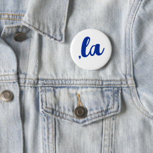 "la Kamala Komma ausgesprochen blauer Text" Button