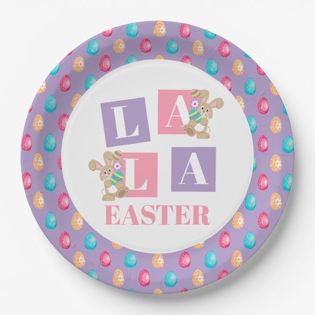 La La Easter Bunny Egg Hunt Party Pappteller (Vorderseite)