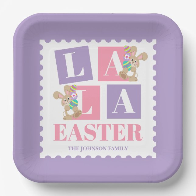 La La Easter Bunny Pastel Party Plates Pappteller (Vorderseite)