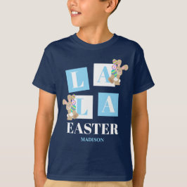 La La Easter Cute Bunny Navy Blue Boys T-Shirt