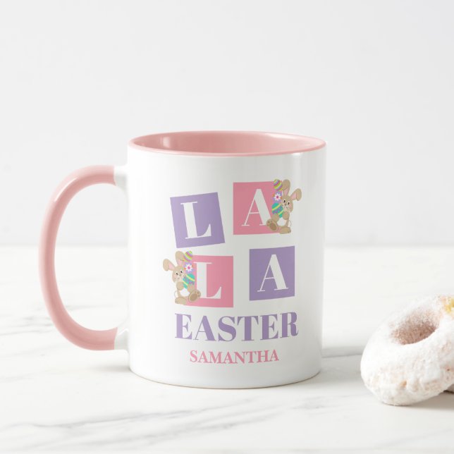 La La Easter Cute Spring Bunny Mug Tasse (Mit Donut)