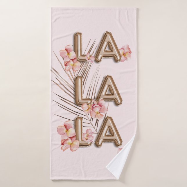 LA LA - Girly Trendy RoseGold Blume Motivation Badehandtuch (Badehandtuch)