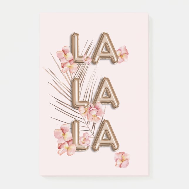 LA LA Girly Trendy RoseGold Blume Motivation Post-it Klebezettel (Vorderseite)