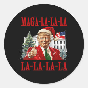 La La La Donald Trump Potus 47 Ugly Christmas Swea Runder Aufkleber