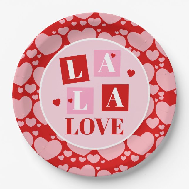 La La Love Valentinstag Pappteller (Vorderseite)