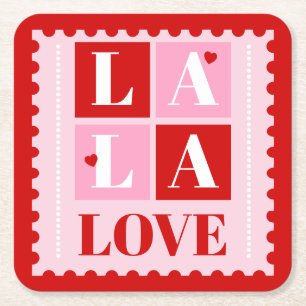 La La Love Valentinstag Rechteckiger Pappuntersetzer