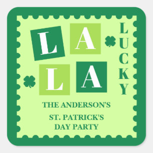 La La Lucky St. Patrick’s Day Individueller Aufkle Quadratischer Aufkleber