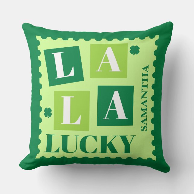 La La Lucky St. Patrick’s Day Personalisiert Kissen (Vorderseite)