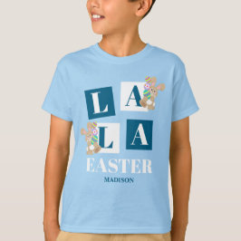 La La Ostern Süßer Hase Blau Jungen T-Shirt