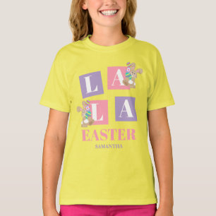 La La Ostern Süßer Hase Gelb Mädchen T-Shirt