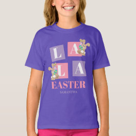 La La Ostern Süßer Hase Lila Mädchen T-Shirt