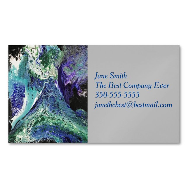 La Laguna #1 Gemälde in blau, aquamarin Magnetische Visitenkarte (Vorderseite)