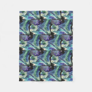 La Laguna #1 Gemälde in blau, aquamarin, Visitenka Fleecedecke