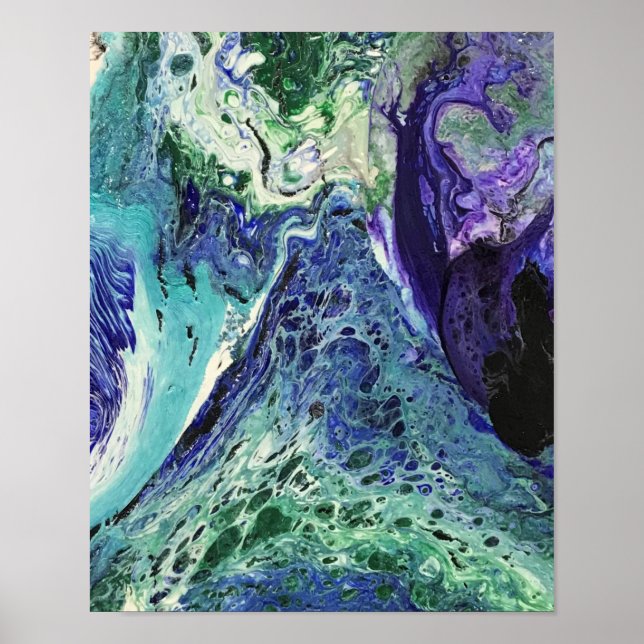 La Laguna #1 Gemälde in blau, aquamarin, weiß Poster (Vorne)