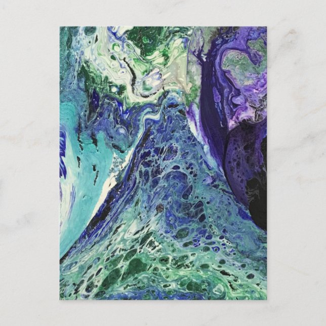 La Laguna #1 Gemälde in blau, aquamarin, weiß Postkarte (Vorderseite)