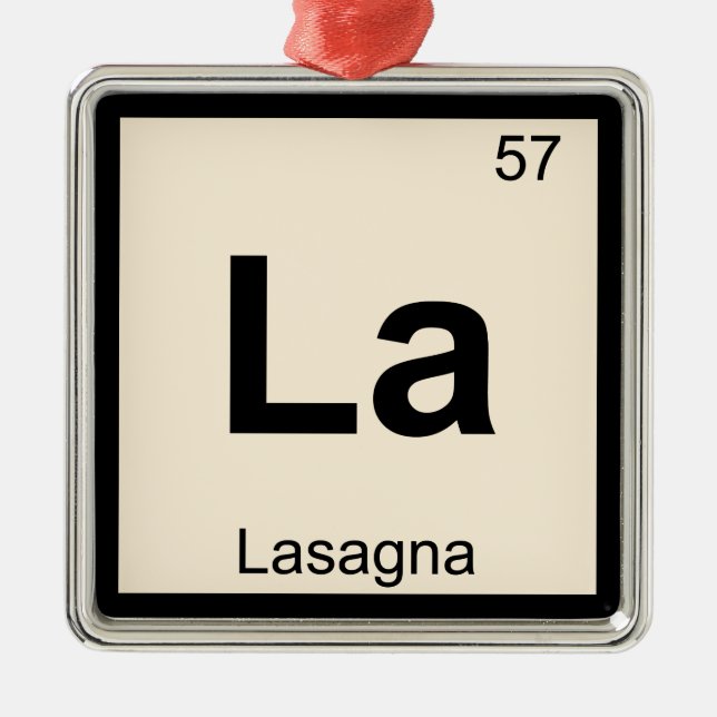 La - Lasagna Pasta Chemistry Periodic Table Symbol Ornament Aus Metall (Vorne)